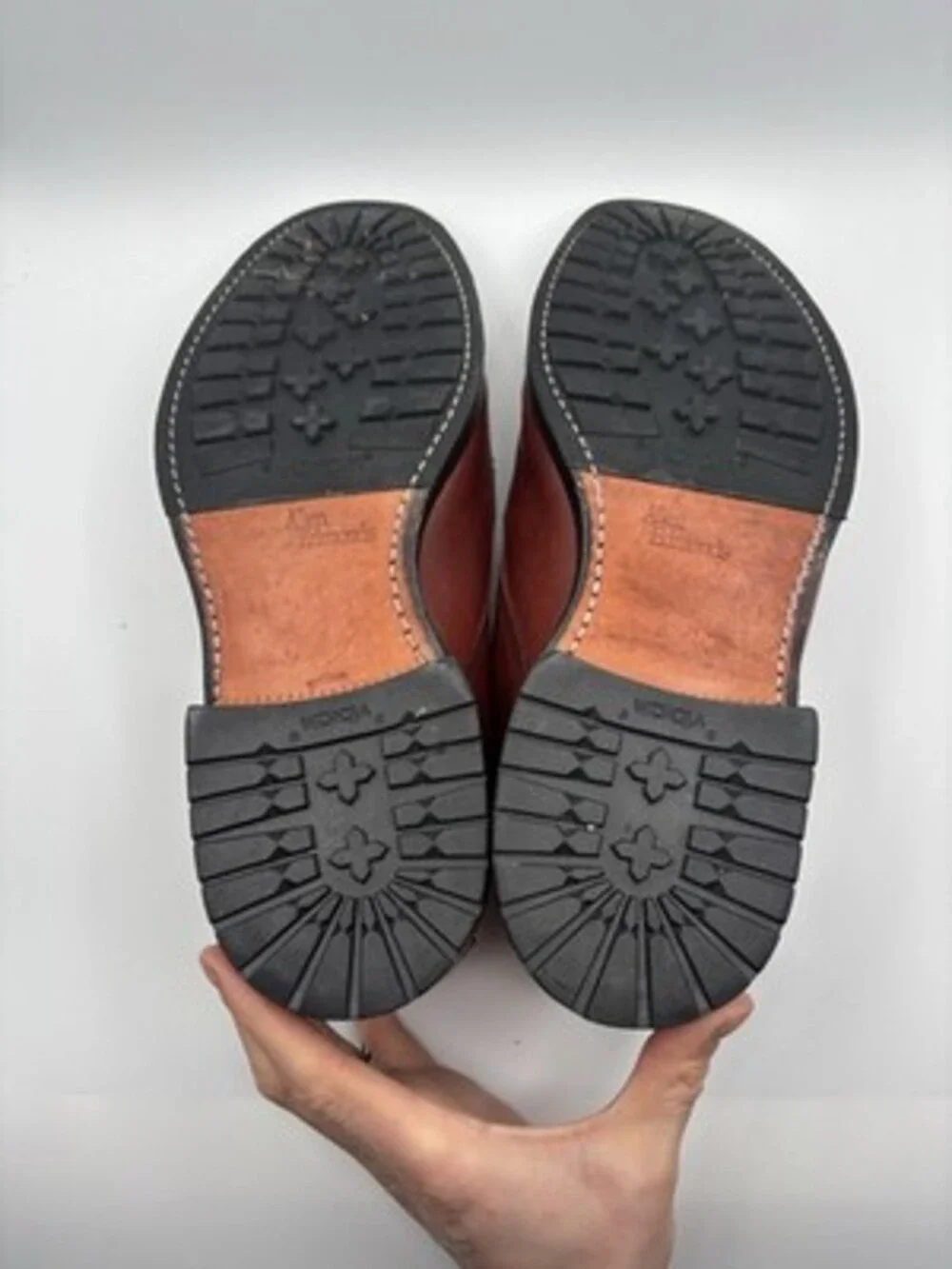 Allen Edmonds Dellwood Brown Leather Derby Dress Shoes Mens 10 Vibram Bottoms
